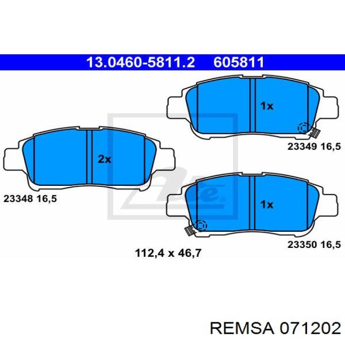 Передні тормозні колодки 071202 Remsa