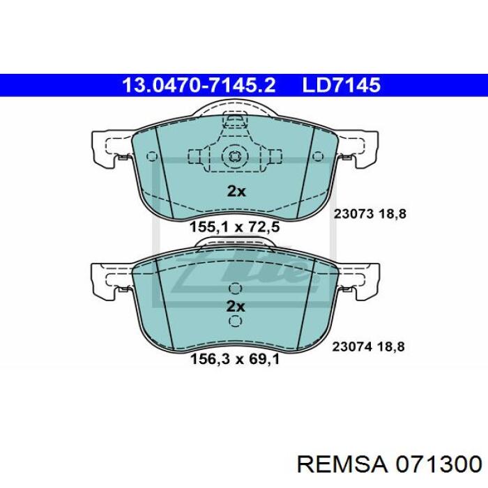 Гальмівні колодки Remsa 071300 ціна, від 27.98 USD