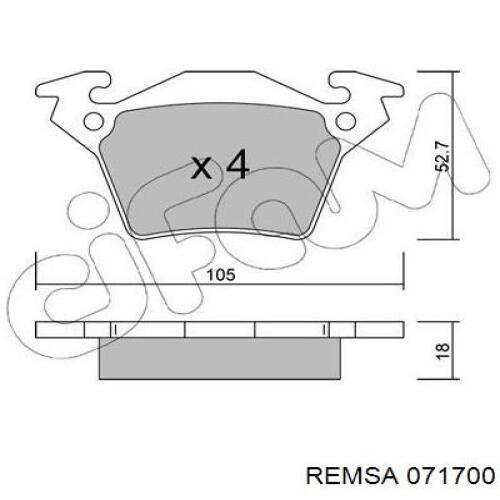 Купити 071700 Remsa Задні колодки