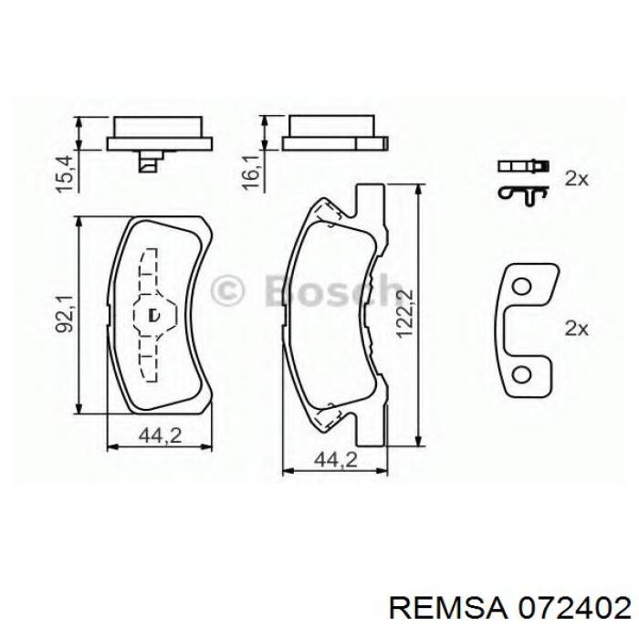 Гальмівні колодки Remsa 072402 ціна, від 20.29 USD