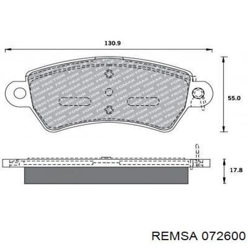 Передні тормозні колодки 072600 Remsa