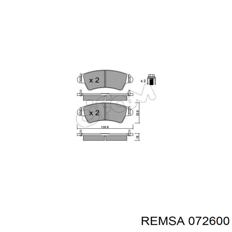 Купити 072600 Remsa Колодки гальмівні передні, дискові
