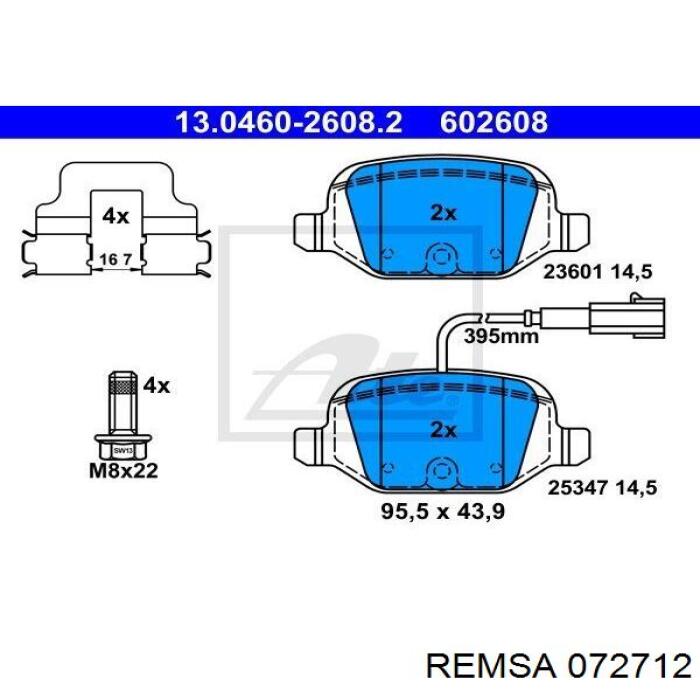 Передні тормозні колодки 072712 Remsa