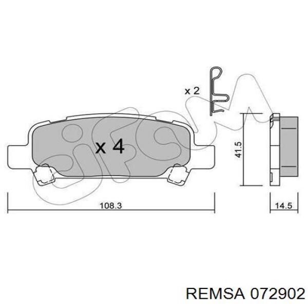 Задні гальмівні колодки Remsa 072902 ціна, від 18.55 USD