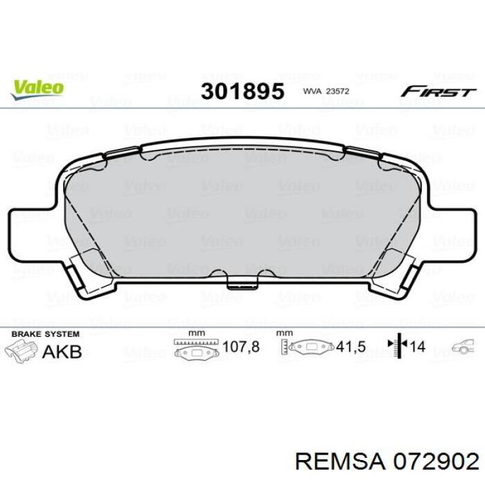 Купити 072902 Remsa Задні колодки