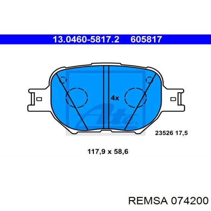 Передні тормозні колодки 074200 Remsa