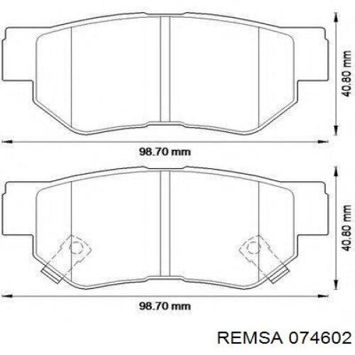 Колодки гальмові задні, дискові 074602 Remsa