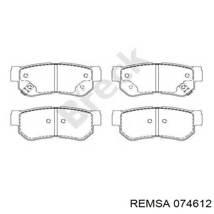 Задні гальмівні колодки 074612 Remsa