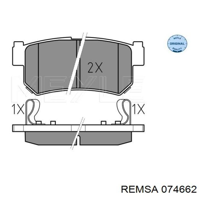 Задні гальмівні колодки 074662 Remsa