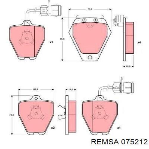 Передні тормозні колодки 075212 Remsa