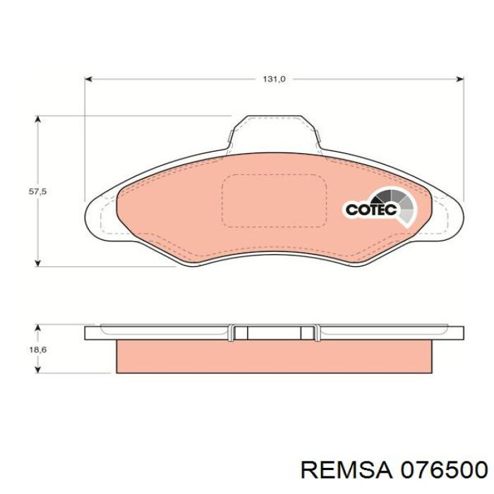 Передні тормозні колодки 076500 Remsa