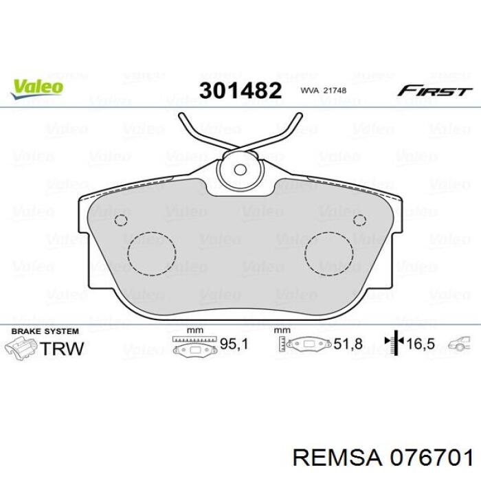 Задні гальмівні колодки 076701 Remsa