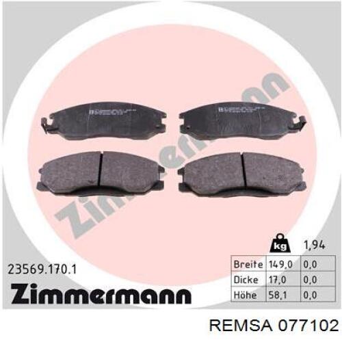 Гальмівні колодки Remsa 077102 ціна, від 23.29 USD