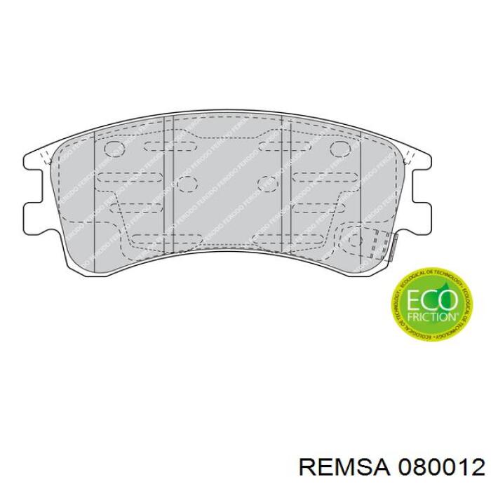 Передні тормозні колодки 080012 Remsa