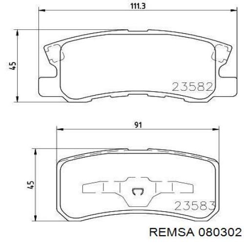 Задні гальмівні колодки Remsa 080302 ціна, від 21.70 USD