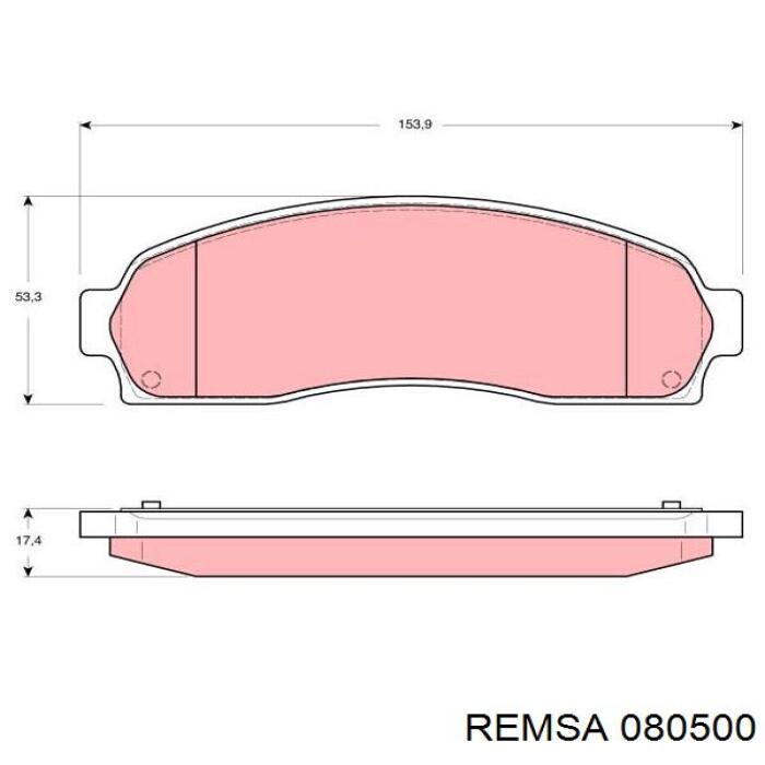 Колодки гальмівні передні, дискові 080500 Remsa