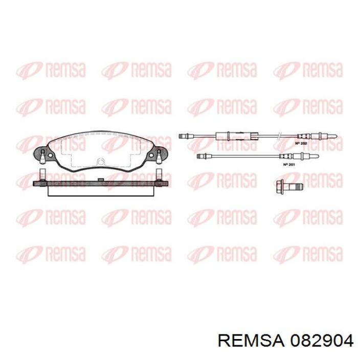 Колодки гальмівні передні, дискові 082904 Remsa