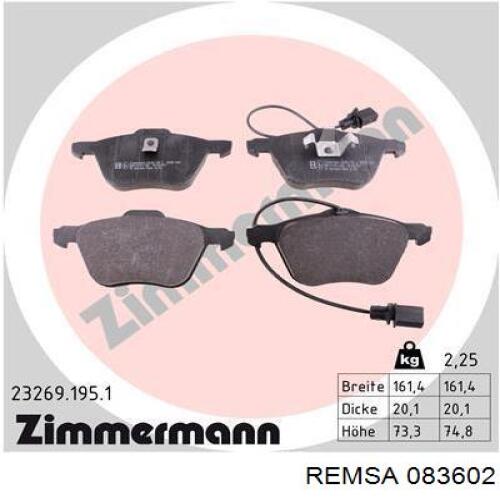 Тормозні колодки Remsa 083602