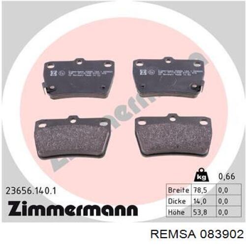 Задні дискові колодки Remsa 083902