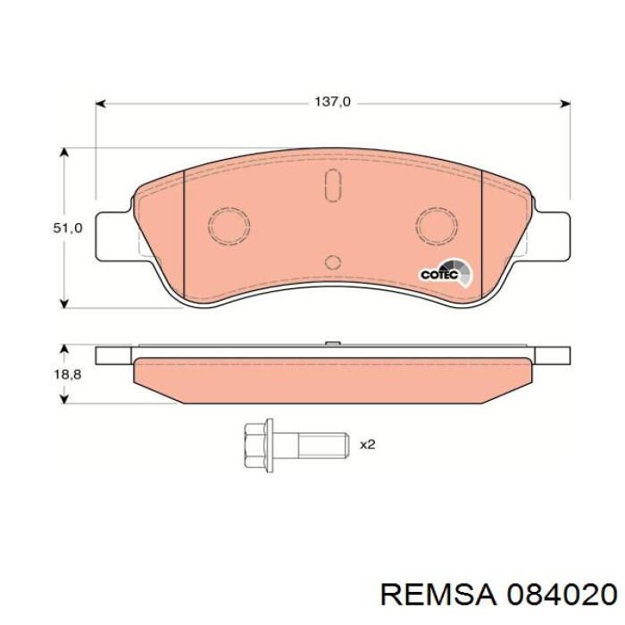 Гальмівні колодки Remsa 084020 ціна, від 21.68 USD