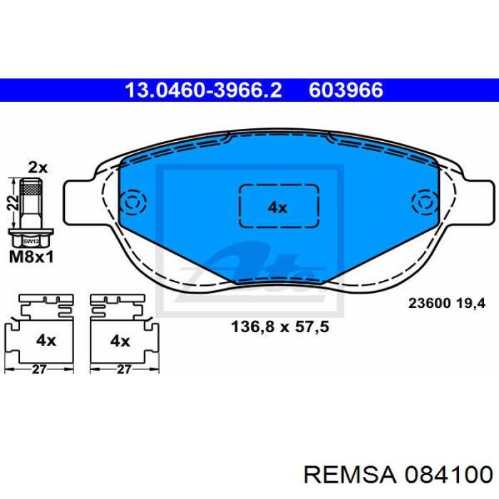 Тормозні колодки Remsa 084100