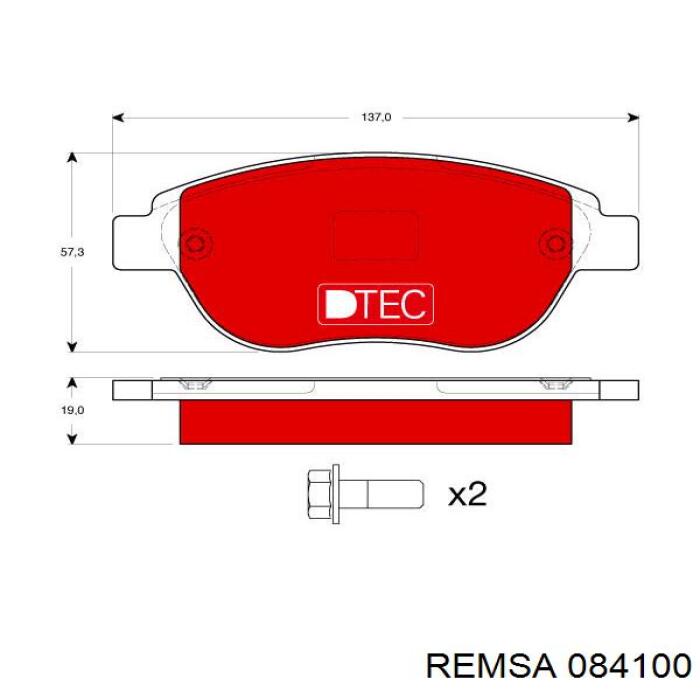 Купити 084100 Remsa Колодки гальмівні передні, дискові