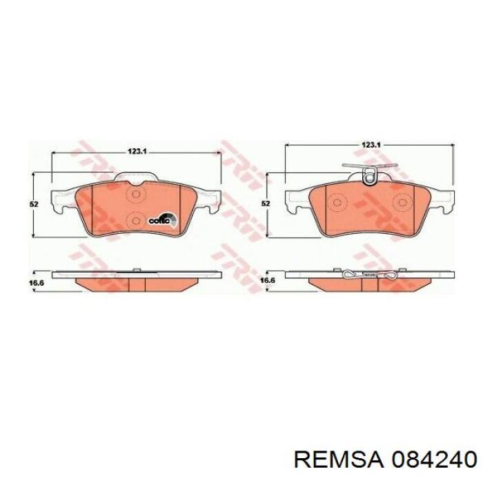 Купити 084240 Remsa Задні колодки