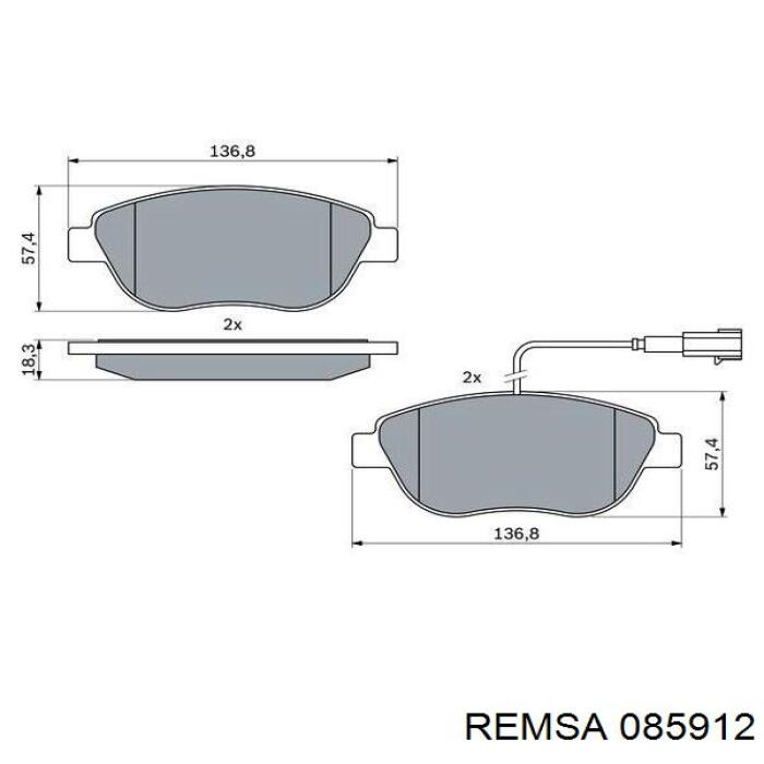 Купити 085912 Remsa Колодки гальмівні передні, дискові