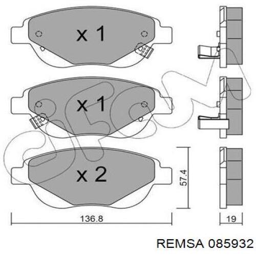 Купити 085932 Remsa Колодки гальмівні передні, дискові