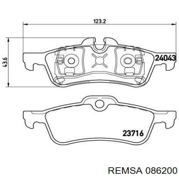 Задні гальмівні колодки Remsa 086200 ціна, від 29.18 USD