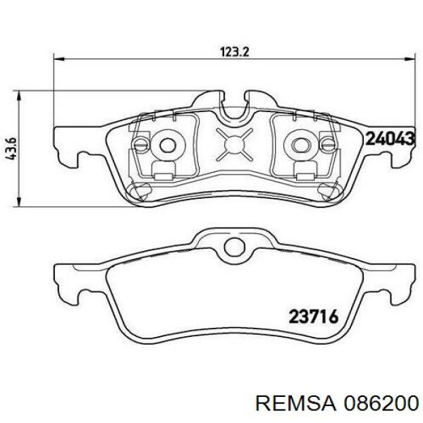 Купити 086200 Remsa Задні колодки