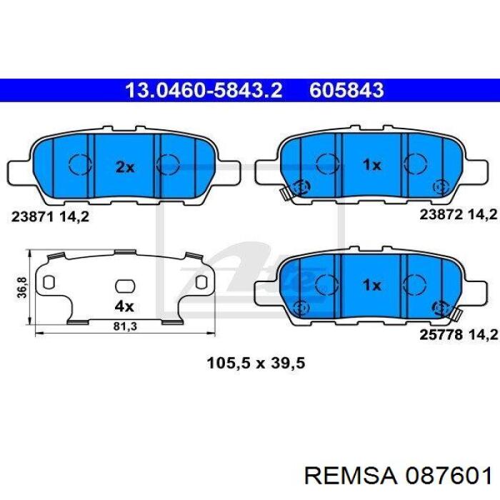 Купити 087601 Remsa Задні колодки