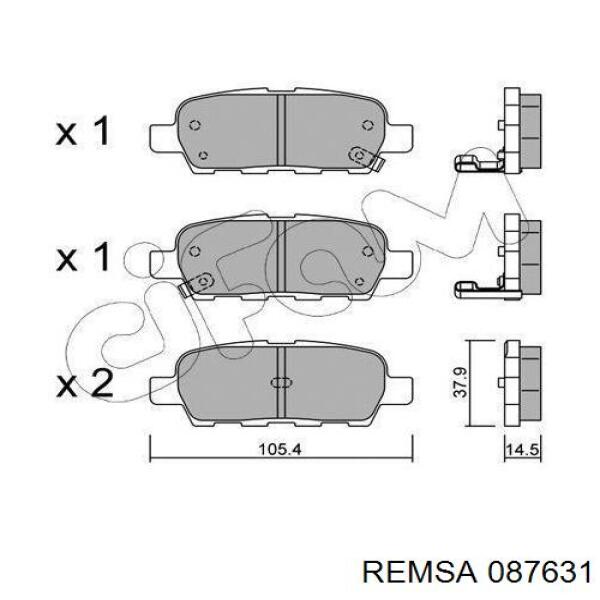 Колодки гальмові задні, дискові 087631 Remsa