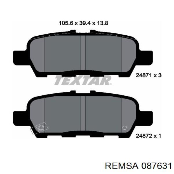 Задні гальмівні колодки Remsa 087631 ціна, від 20.04 USD