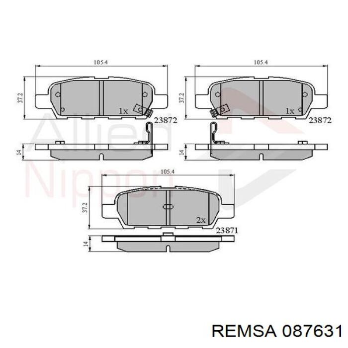Купити 087631 Remsa Задні колодки