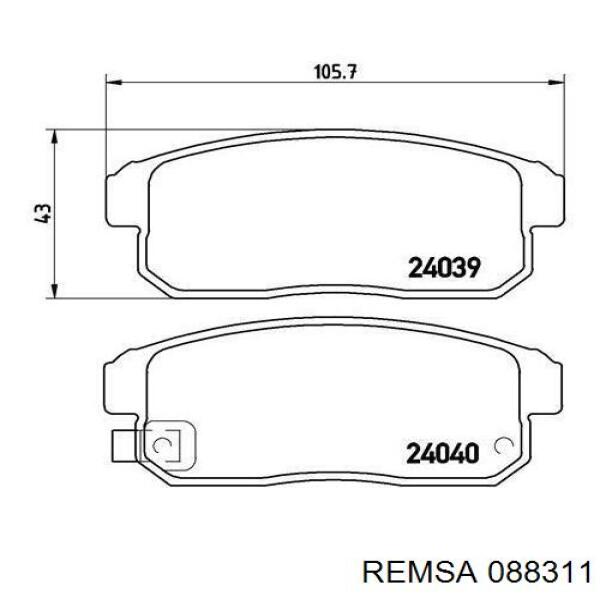 Купити 088311 Remsa Задні колодки