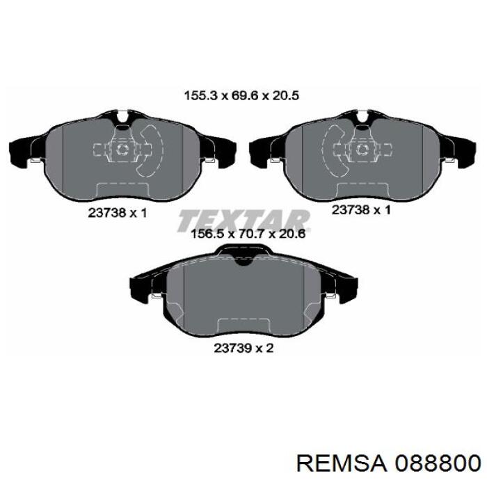 Гальмівні колодки Remsa 088800 ціна, від 23.96 USD