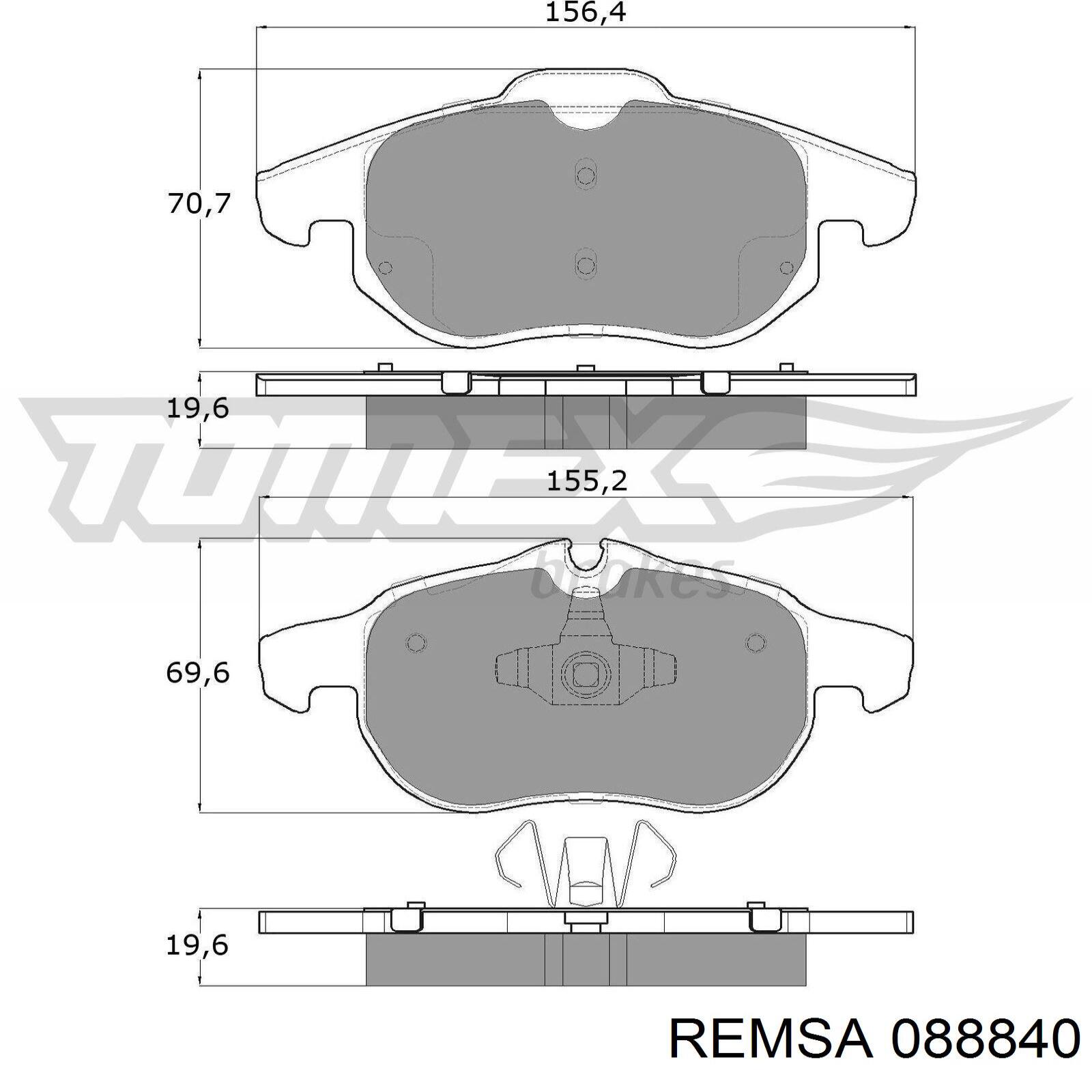 Передні тормозні колодки 088840 Remsa
