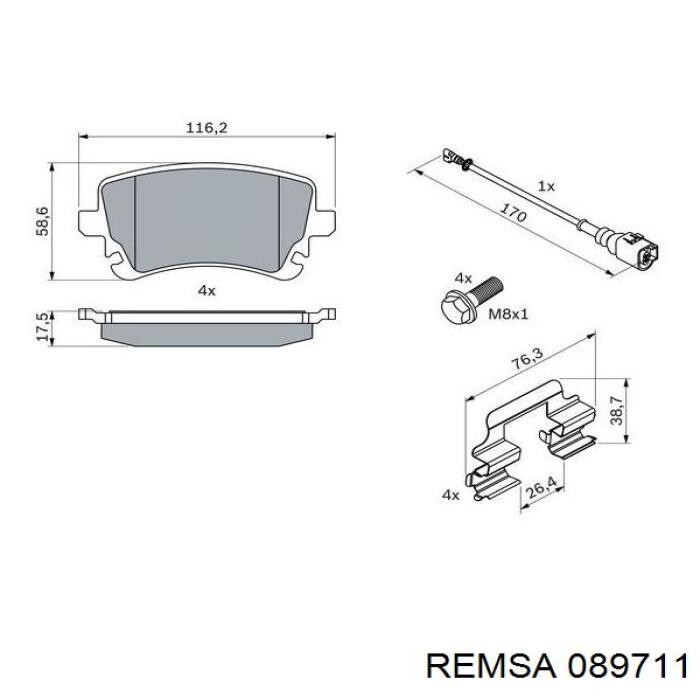 Задні гальмівні колодки Remsa 089711 ціна, від 25.48 USD
