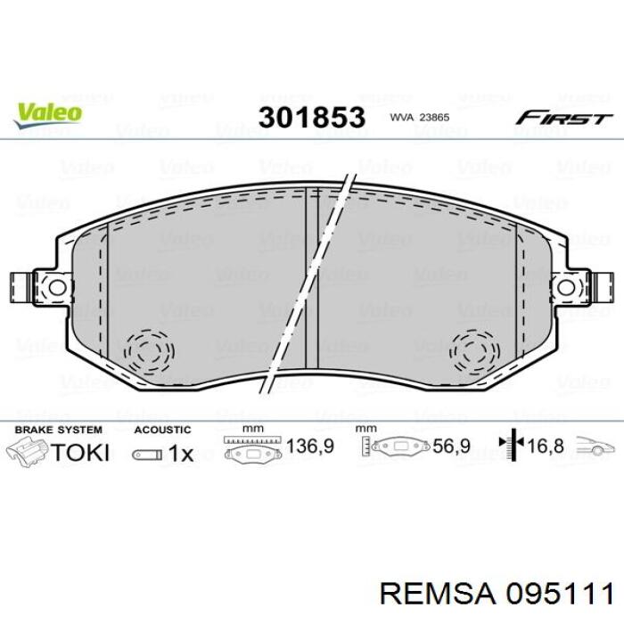 Передні тормозні колодки 095111 Remsa