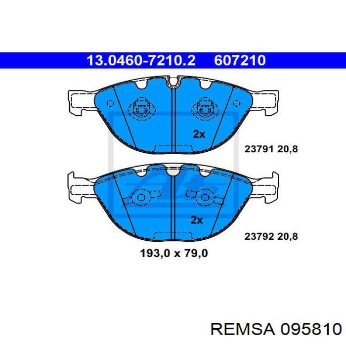 Купити 095810 Remsa Колодки гальмівні передні, дискові