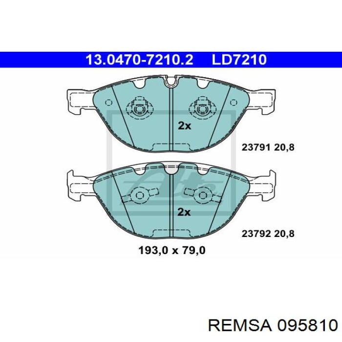 Передні тормозні колодки 095810 Remsa