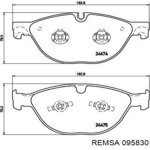 Гальмівні колодки Remsa 095830 ціна, від 68.18 USD