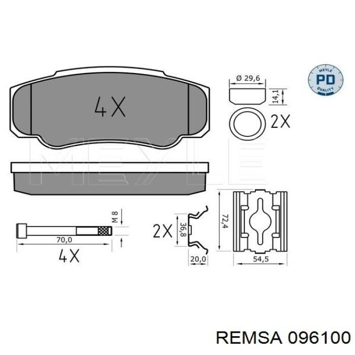 Задні дискові колодки Remsa 096100