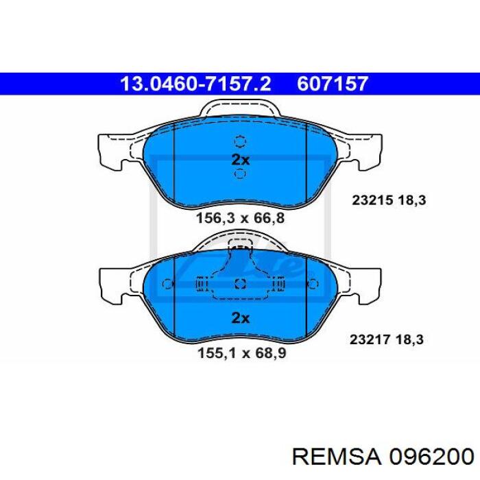 Купити 096200 Remsa Колодки гальмівні передні, дискові