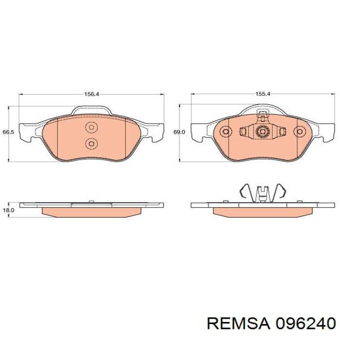 Колодки гальмівні передні, дискові 096240 Remsa