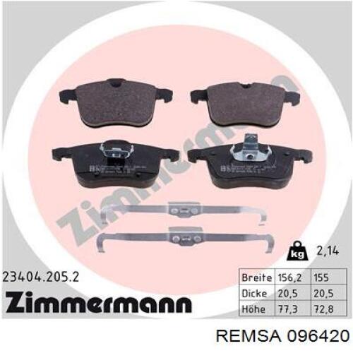 Гальмівні колодки Remsa 096420 ціна, від 43.72 USD