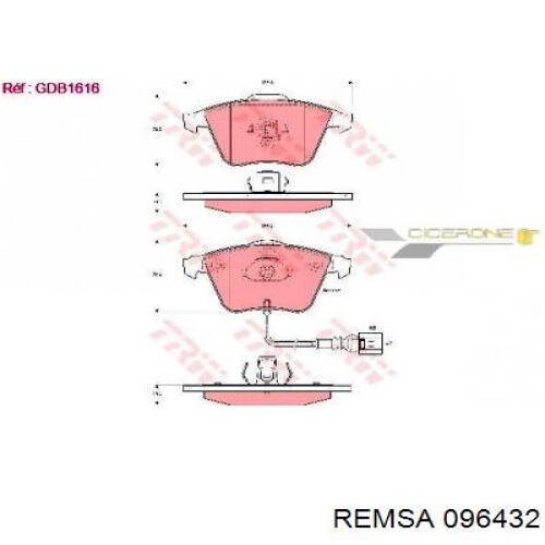 Тормозні колодки Remsa 096432