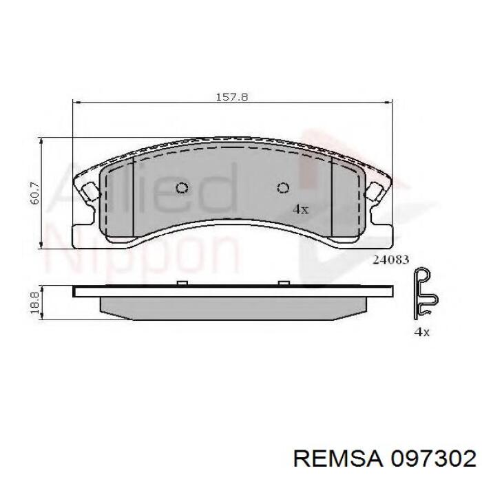 Гальмівні колодки Remsa 097302 ціна, від 29.87 USD