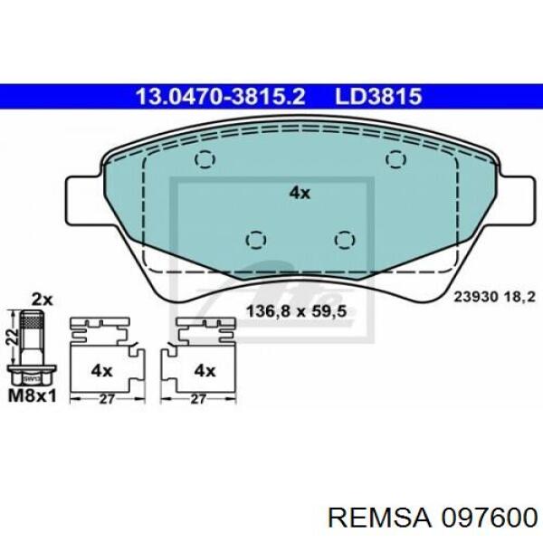 Передні тормозні колодки 097600 Remsa